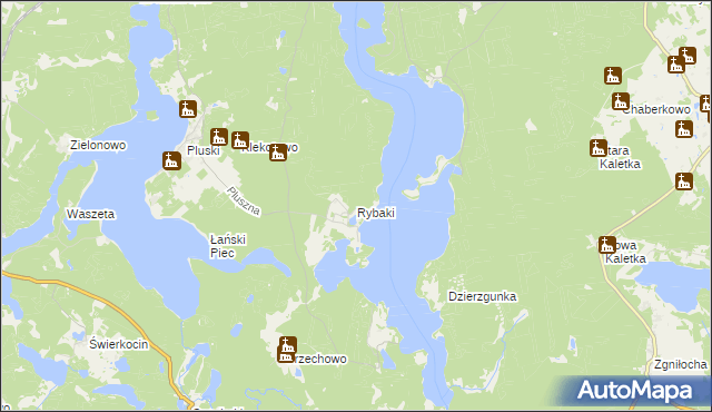 mapa Rybaki gmina Stawiguda, Rybaki gmina Stawiguda na mapie Targeo