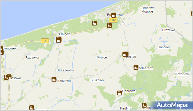 mapa Rybice, Rybice na mapie Targeo
