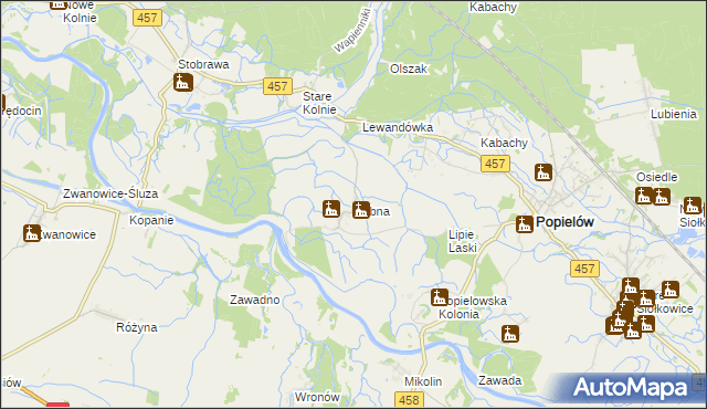 mapa Rybna gmina Popielów, Rybna gmina Popielów na mapie Targeo