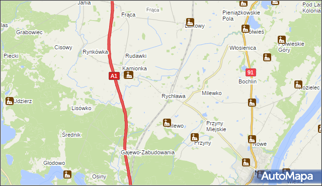 mapa Rychława, Rychława na mapie Targeo