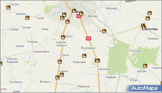 mapa Rychłowice, Rychłowice na mapie Targeo