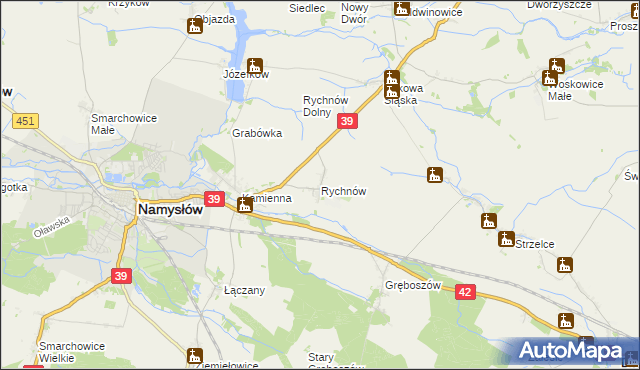 mapa Rychnów gmina Namysłów, Rychnów gmina Namysłów na mapie Targeo