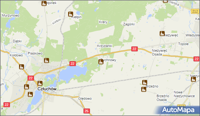 mapa Rychnowy gmina Człuchów, Rychnowy gmina Człuchów na mapie Targeo