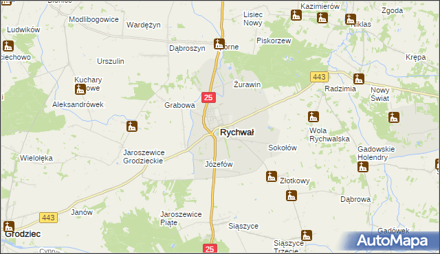 mapa Rychwał, Rychwał na mapie Targeo