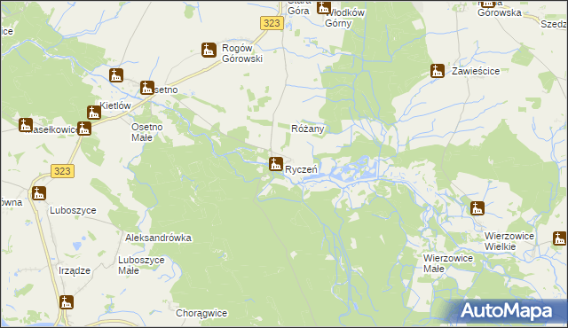 mapa Ryczeń, Ryczeń na mapie Targeo