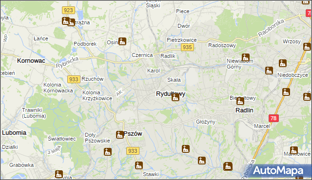 mapa Rydułtowy, Rydułtowy na mapie Targeo