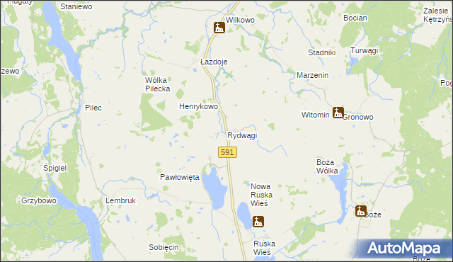 mapa Rydwągi, Rydwągi na mapie Targeo