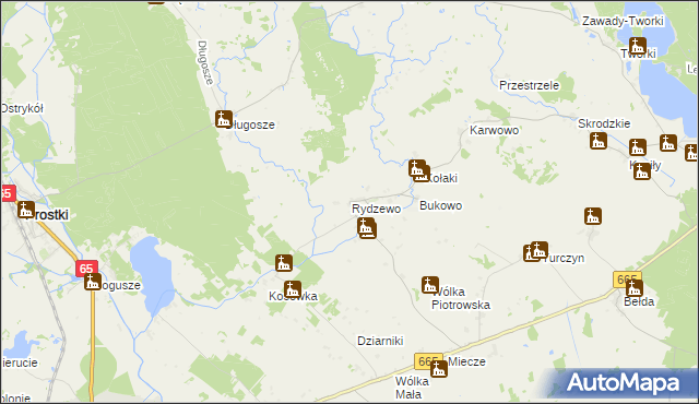 mapa Rydzewo gmina Rajgród, Rydzewo gmina Rajgród na mapie Targeo