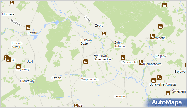 mapa Rydzewo Szlacheckie, Rydzewo Szlacheckie na mapie Targeo