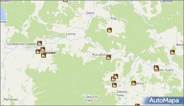 mapa Ryki-Borkowo, Ryki-Borkowo na mapie Targeo