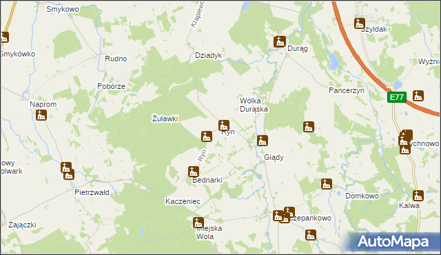 mapa Ryn gmina Ostróda, Ryn gmina Ostróda na mapie Targeo