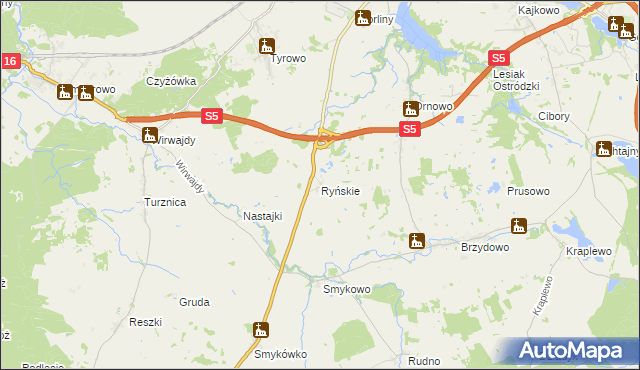mapa Ryńskie, Ryńskie na mapie Targeo
