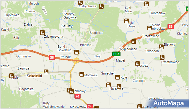 mapa Ryś, Ryś na mapie Targeo