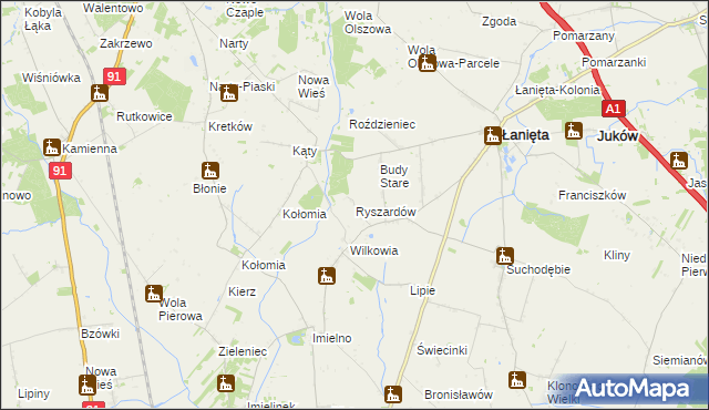 mapa Ryszardów, Ryszardów na mapie Targeo