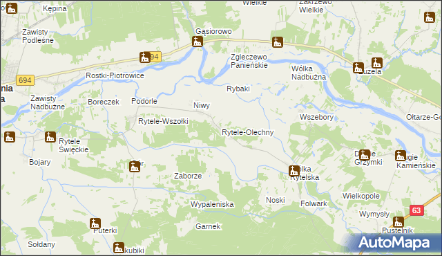 mapa Rytele-Olechny, Rytele-Olechny na mapie Targeo