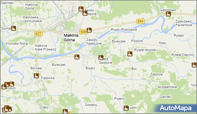 mapa Rytele Święckie, Rytele Święckie na mapie Targeo