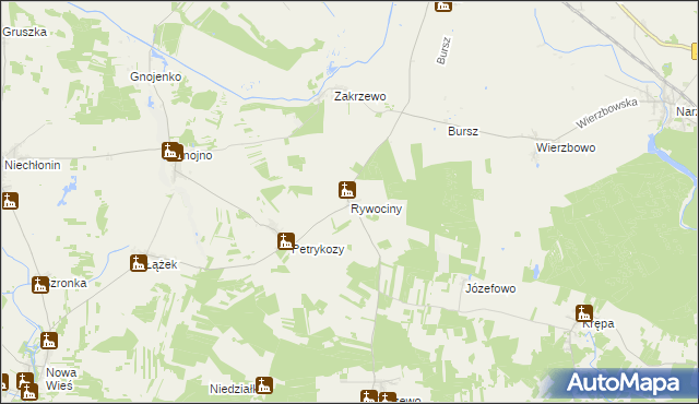 mapa Rywociny gmina Działdowo, Rywociny gmina Działdowo na mapie Targeo