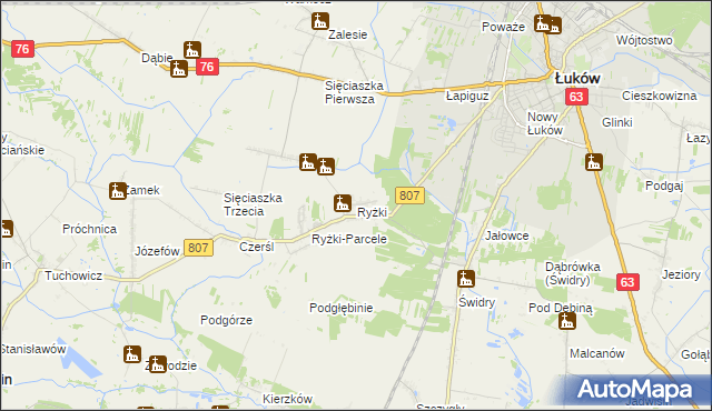 mapa Ryżki, Ryżki na mapie Targeo