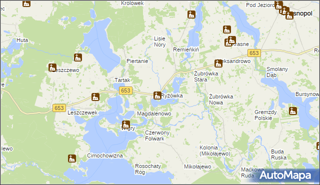 mapa Ryżówka, Ryżówka na mapie Targeo