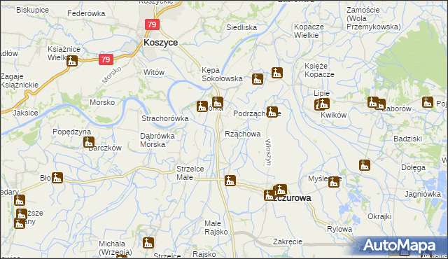 mapa Rząchowa, Rząchowa na mapie Targeo