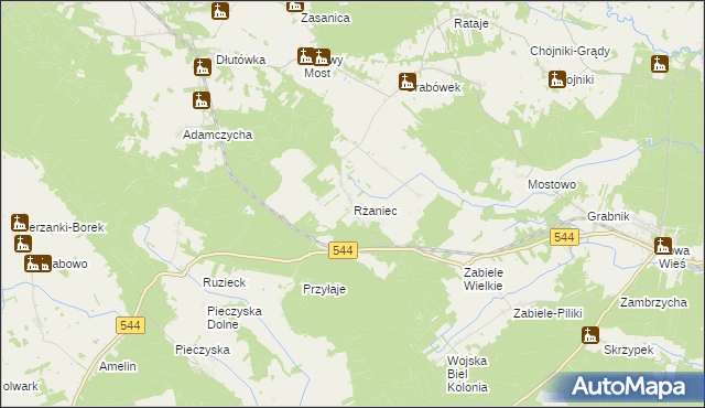 mapa Rżaniec, Rżaniec na mapie Targeo