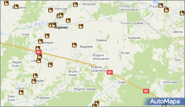 mapa Rząśnik Włościański, Rząśnik Włościański na mapie Targeo