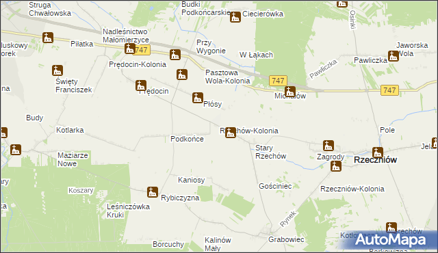 mapa Rzechów-Kolonia, Rzechów-Kolonia na mapie Targeo