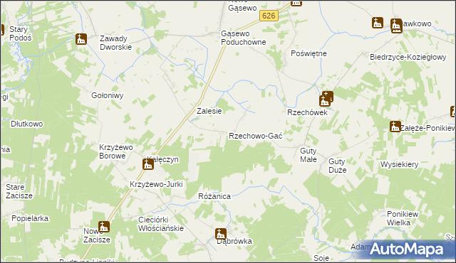 mapa Rzechowo-Gać, Rzechowo-Gać na mapie Targeo