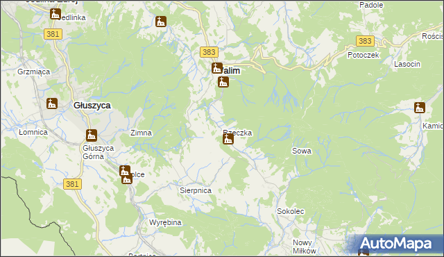 mapa Rzeczka gmina Walim, Rzeczka gmina Walim na mapie Targeo