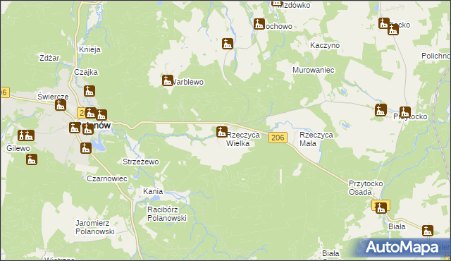 mapa Rzeczyca Wielka, Rzeczyca Wielka na mapie Targeo