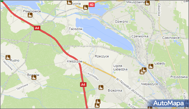 mapa Rzeczyce gmina Rudziniec, Rzeczyce gmina Rudziniec na mapie Targeo