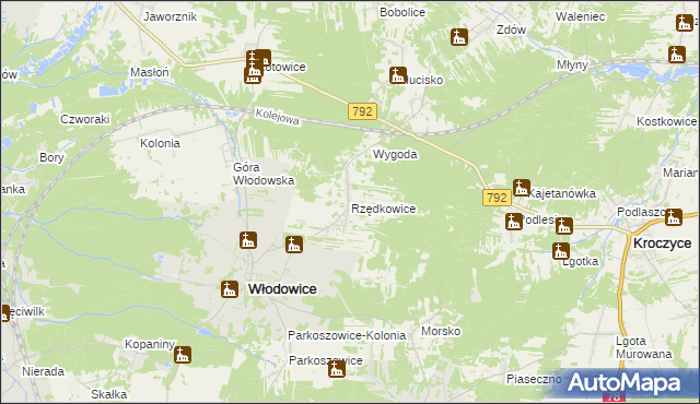 mapa Rzędkowice, Rzędkowice na mapie Targeo