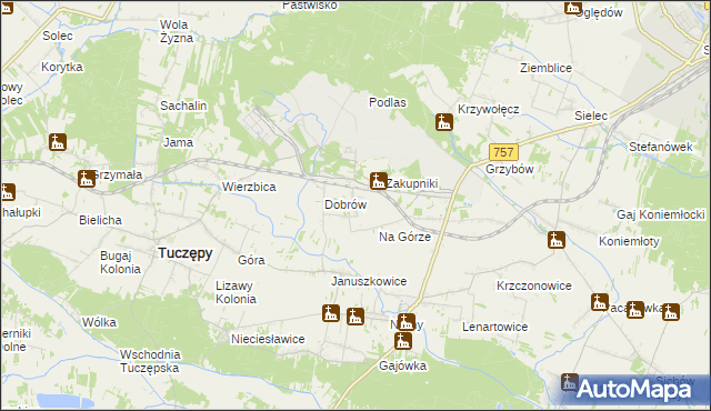 mapa Rzędów gmina Tuczępy, Rzędów gmina Tuczępy na mapie Targeo