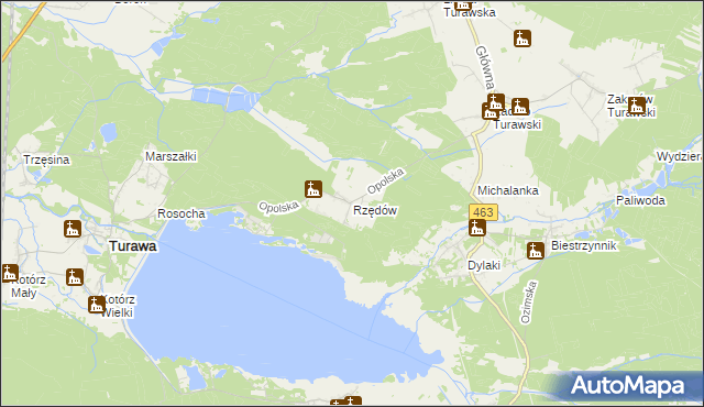 mapa Rzędów gmina Turawa, Rzędów gmina Turawa na mapie Targeo