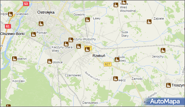 mapa Rzekuń, Rzekuń na mapie Targeo
