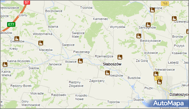 mapa Rzemiędzice, Rzemiędzice na mapie Targeo