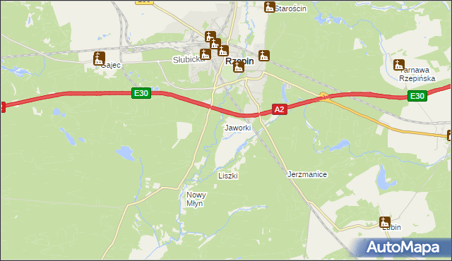 mapa Rzepinek gmina Rzepin, Rzepinek gmina Rzepin na mapie Targeo