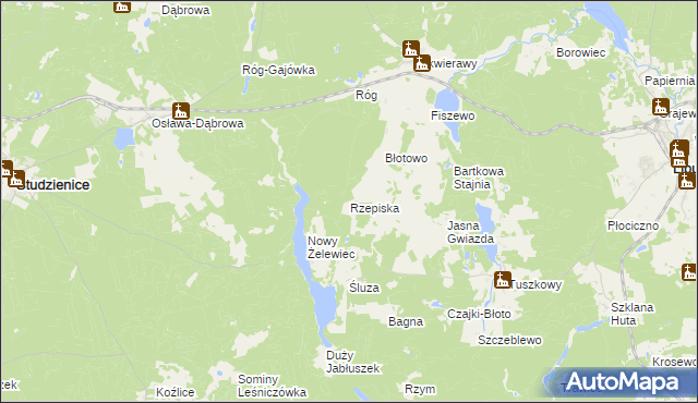 mapa Rzepiska gmina Lipusz, Rzepiska gmina Lipusz na mapie Targeo