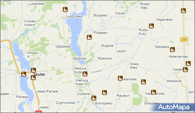 mapa Rzepiska gmina Piotrków Kujawski, Rzepiska gmina Piotrków Kujawski na mapie Targeo