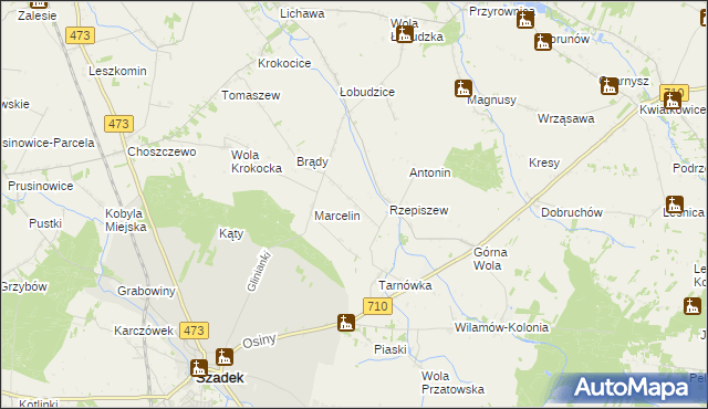 mapa Rzepiszew-Kolonia, Rzepiszew-Kolonia na mapie Targeo