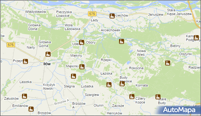 mapa Rzepki gmina Iłów, Rzepki gmina Iłów na mapie Targeo