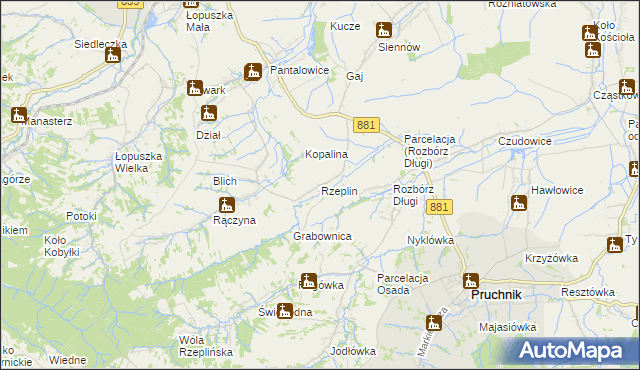 mapa Rzeplin gmina Pruchnik, Rzeplin gmina Pruchnik na mapie Targeo