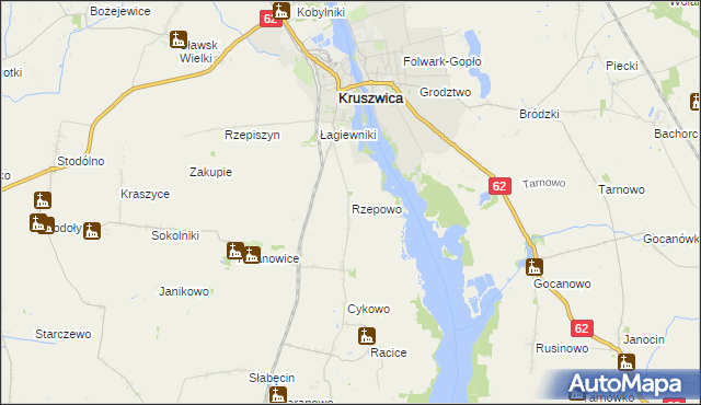 mapa Rzepowo gmina Kruszwica, Rzepowo gmina Kruszwica na mapie Targeo