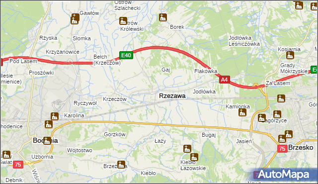 mapa Rzezawa, Rzezawa na mapie Targeo