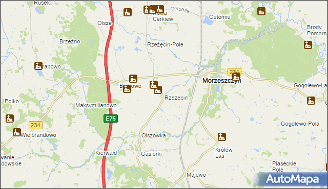 mapa Rzeżęcin, Rzeżęcin na mapie Targeo