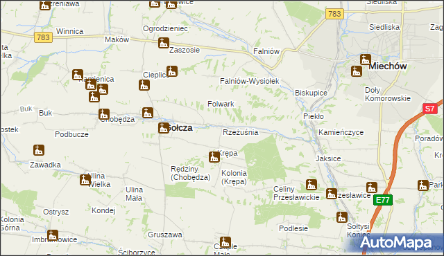 mapa Rzeżuśnia, Rzeżuśnia na mapie Targeo