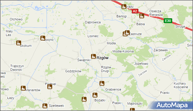 mapa Rzgów powiat koniński, Rzgów powiat koniński na mapie Targeo