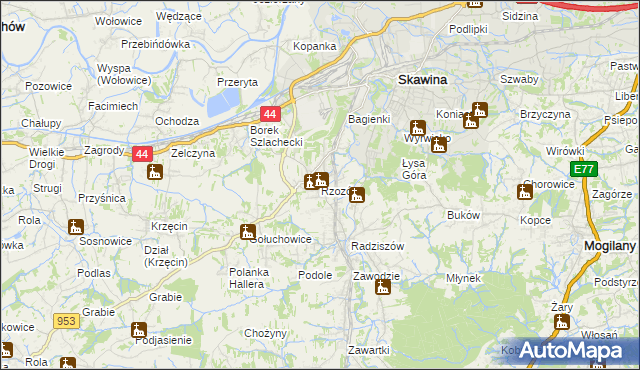 mapa Rzozów, Rzozów na mapie Targeo