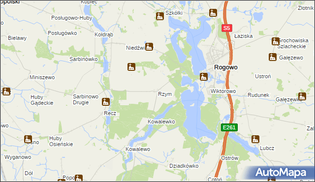 mapa Rzym gmina Rogowo, Rzym gmina Rogowo na mapie Targeo