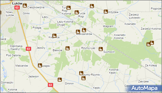 mapa Rzymy-Las, Rzymy-Las na mapie Targeo